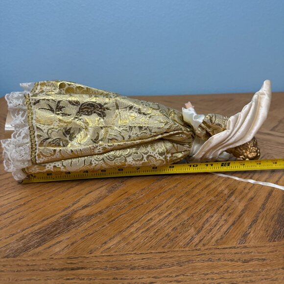 Light Up Vintage Porcelain Face Angel Christmas Tree Topper Gold Brocade Gown - Picture 13 of 16